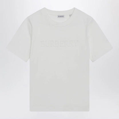 Burberry White T-shirt with embroidered logo