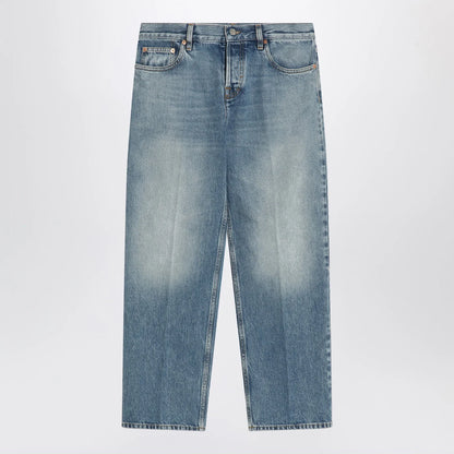GUCCI Straight light blue jeans with faded effect
