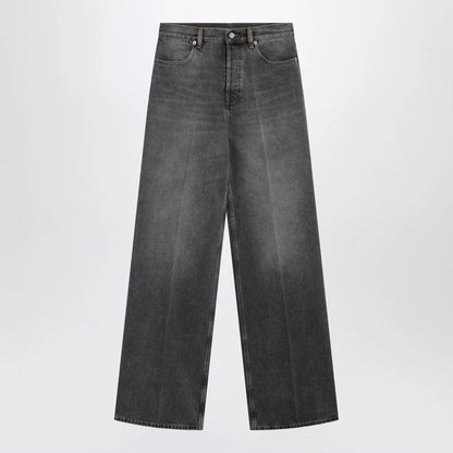 GUCCI Grey stone-washed wide-leg jeans