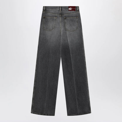GUCCI Grey stone-washed wide-leg jeans
