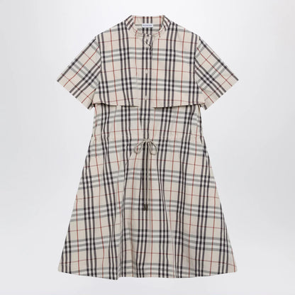 Burberry Beige check short-sleeve cotton dress