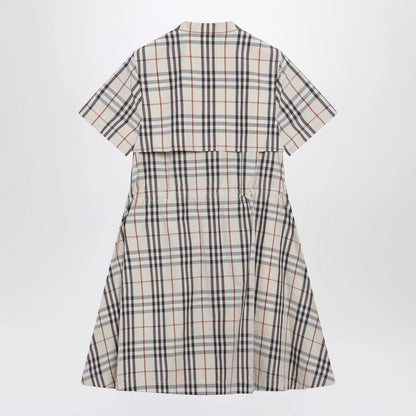 Burberry Beige check short-sleeve cotton dress