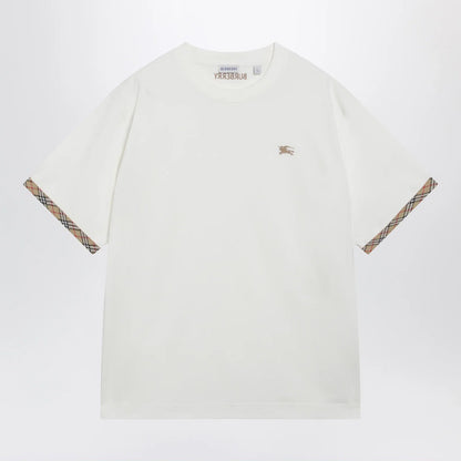 Burberry Cotton jersey T-shirt with Check trim in chalk