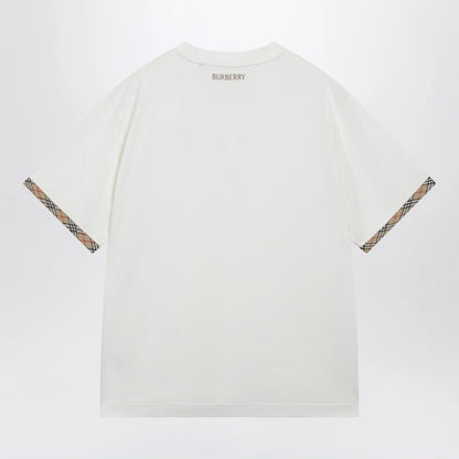 Burberry Cotton jersey T-shirt with Check trim in chalk