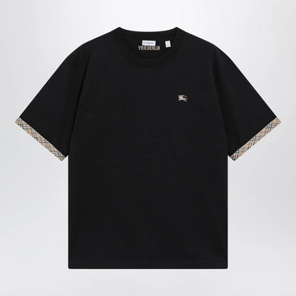 Burberry Cotton jersey T-shirt with Check trim in black