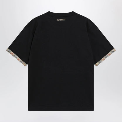Burberry Cotton jersey T-shirt with Check trim in black