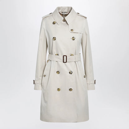 Burberry Kensington mid-length tropical gabardine trench coat, beige