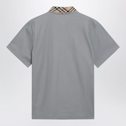 Burberry Grey cotton polo with Check collar
