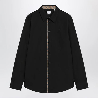 Burberry Classic-fit cotton poplin shirt with Check trim, black