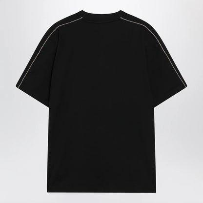 Burberry Cotton T-shirt with Check trim in black