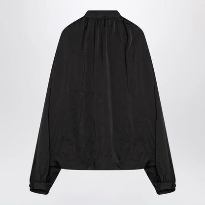 Balenciaga Black satin blouse with bow