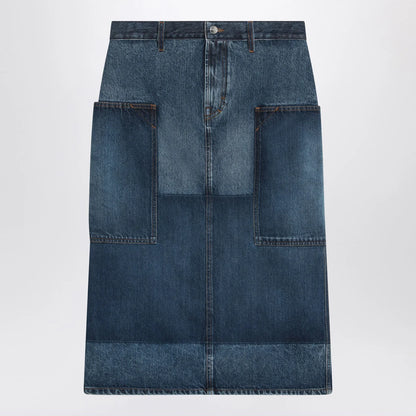 GUCCI Patchwork blue skirt in denim