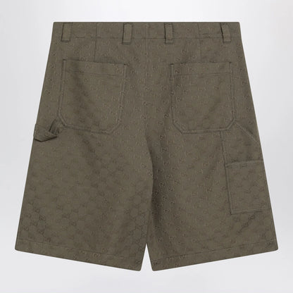 GUCCI Forest green Bermuda shorts in GG fabric