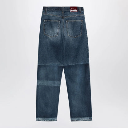GUCCI Two-tone wide-leg jeans with stone-washed treatment
