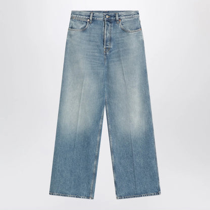 GUCCI Wide light blue jeans with faded effect