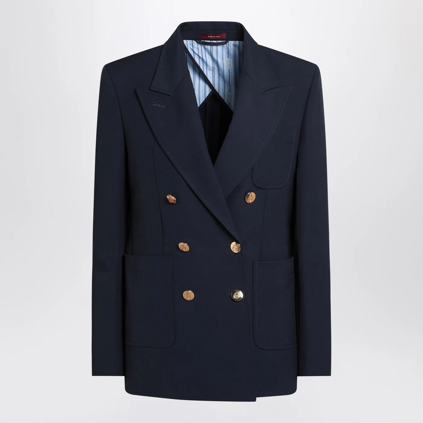 GUCCI Double-breasted blue jacket in cotton