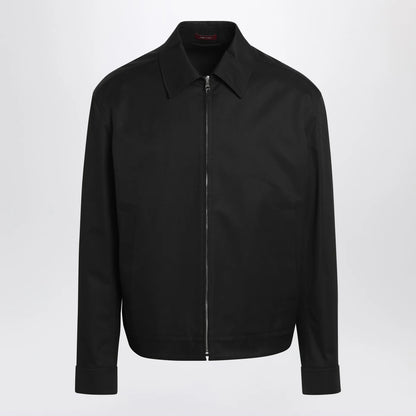 GUCCI Black cotton twill jacket with Web detail