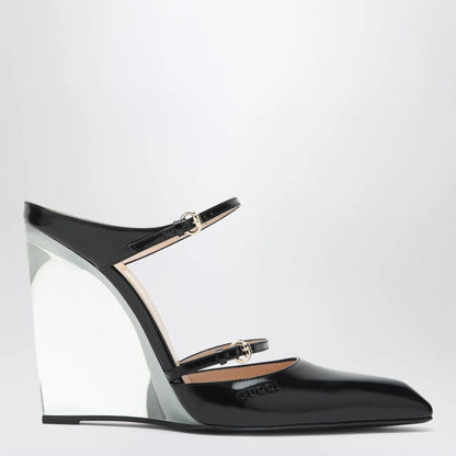 GUCCI Black sabots with transparent wedge