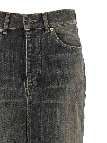 Balenciaga Lace Up Denim Skirt