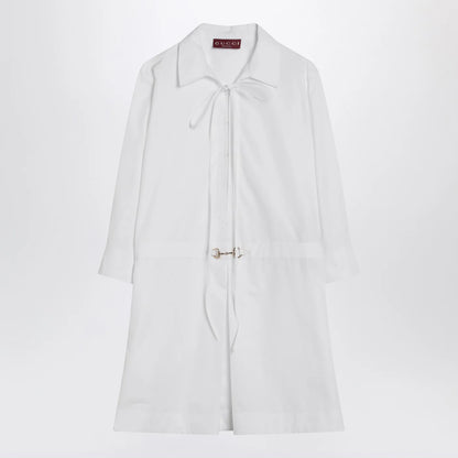 GUCCI White shirtdress in cotton poplin