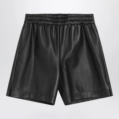 GUCCI Black leather Bermuda shorts