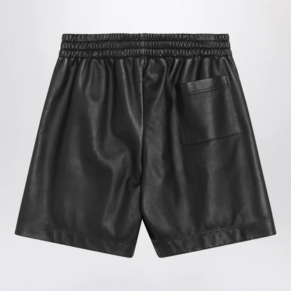GUCCI Black leather Bermuda shorts
