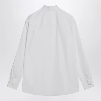 GUCCI White cotton shirt with logo embroidery