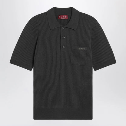 GUCCI Military green wool and cashmere polo