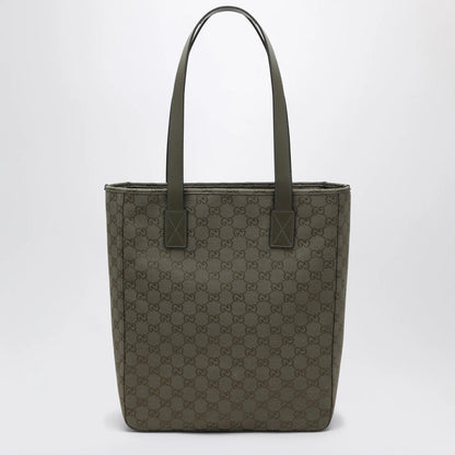 GUCCI Medium shopping bag in green GG fabric