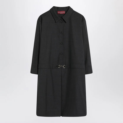 GUCCI Grey shirt dress in wool