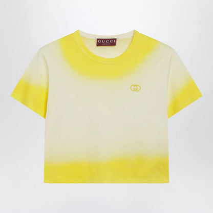 GUCCI Yellow cropped T-shirt with gradient effect