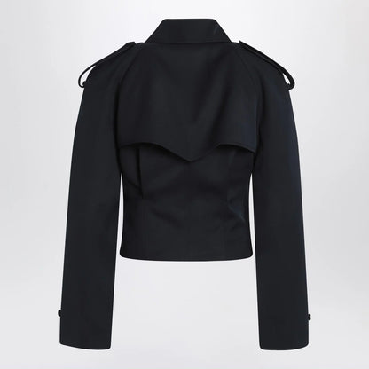 Alexander McQueen Short double-breasted navy blue jacket
