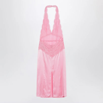 GUCCI Pink satin and lace dress