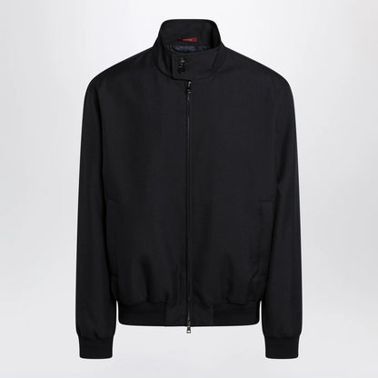 GUCCI Blue zip-up jacket in wool-blend twill