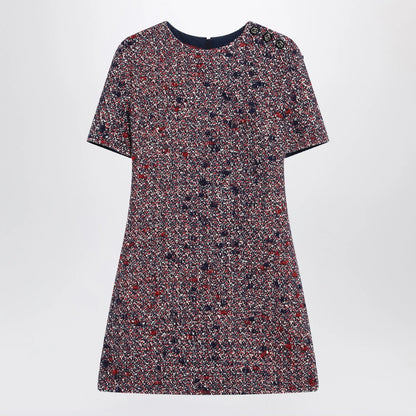GUCCI Blue and red bouclé wool dress
