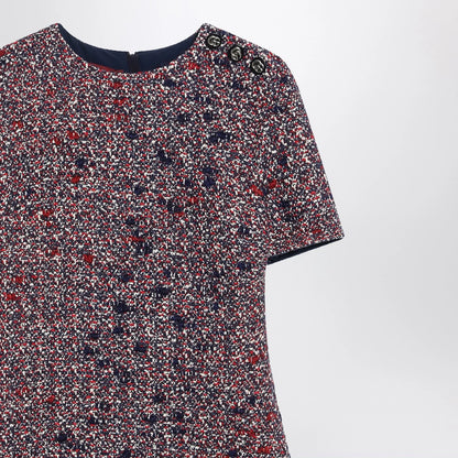 GUCCI Blue and red bouclé wool dress