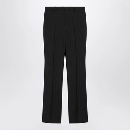 GUCCI Black wool pinstripe trousers