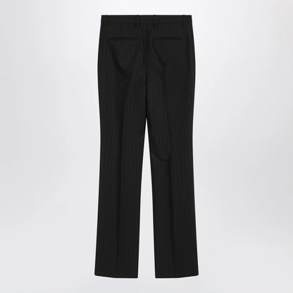 GUCCI Black wool pinstripe trousers