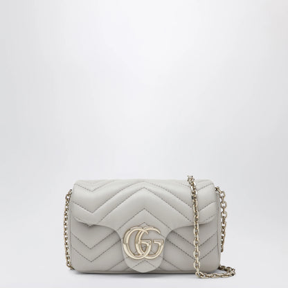 GUCCI GG Marmont mini shoulder bag in light grey leather