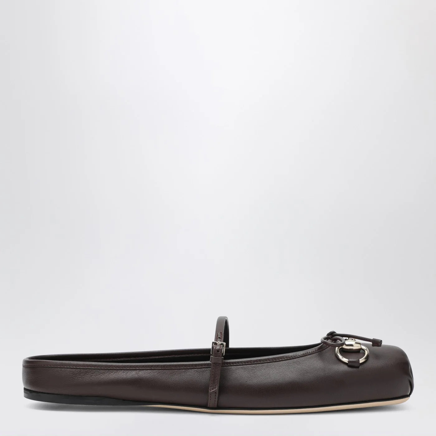 GUCCI Dark brown leather mules with Horsebit detail