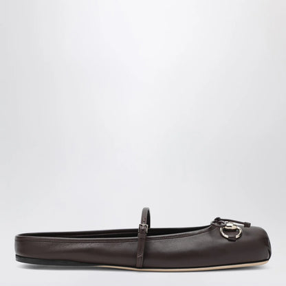 GUCCI Dark brown leather mules with Horsebit detail