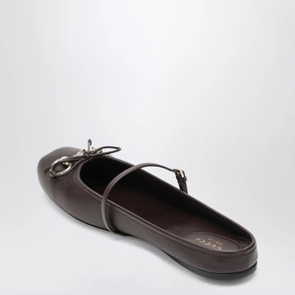 GUCCI Dark brown leather mules with Horsebit detail