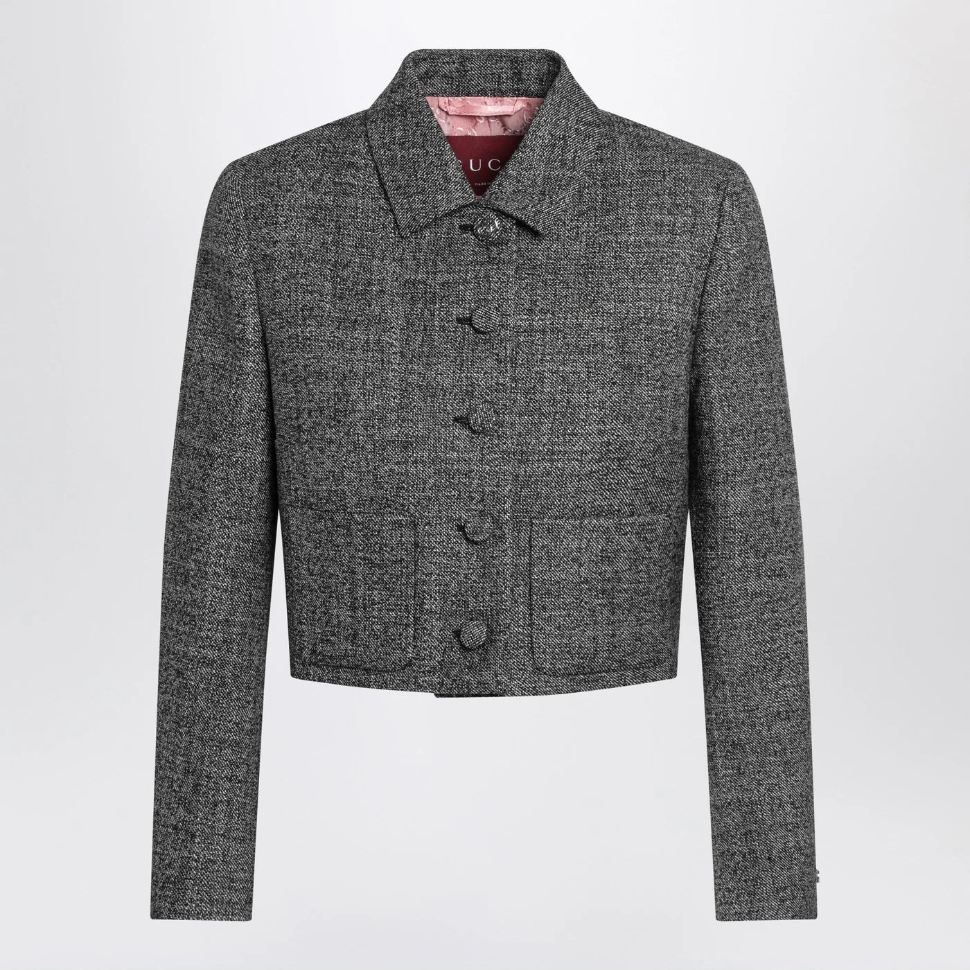 GUCCI Cropped wool jacket with black/white texture