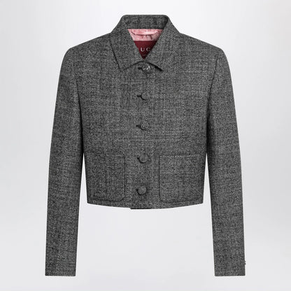 GUCCI Cropped wool jacket with black/white texture