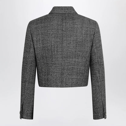 GUCCI Cropped wool jacket with black/white texture