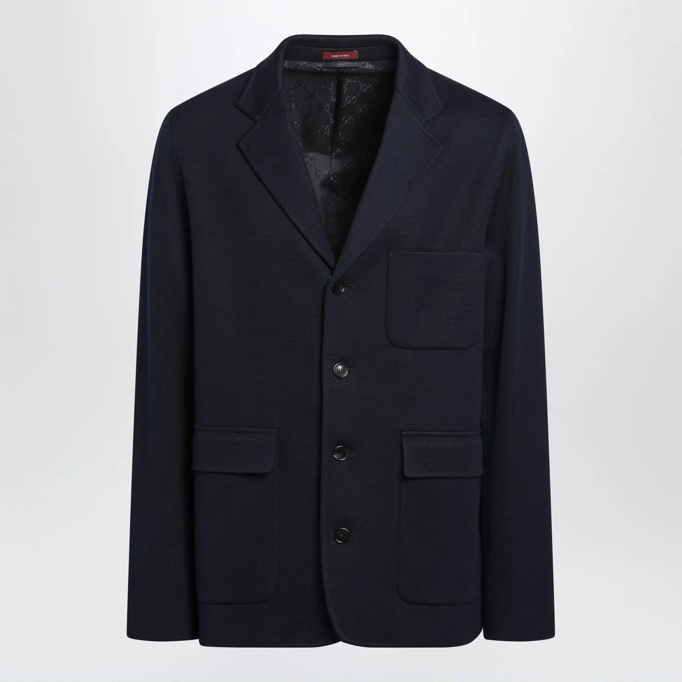 GUCCI Blue single-breasted cotton jersey jacket