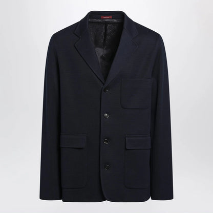 GUCCI Blue single-breasted cotton jersey jacket