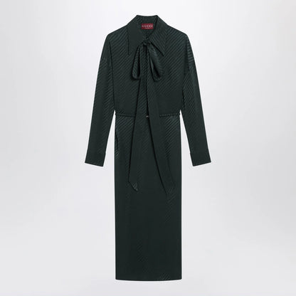 GUCCI Green GG jacquard silk wrap dress