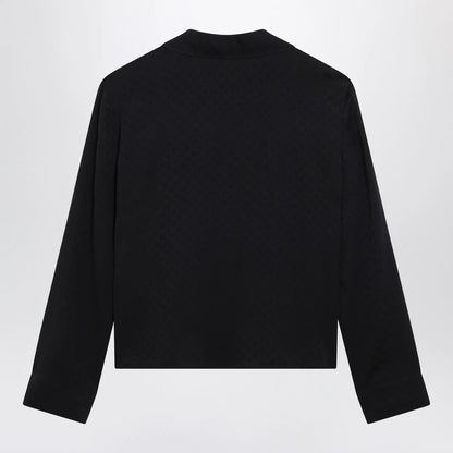 GUCCI Blue jacquard silk-blend shirt
