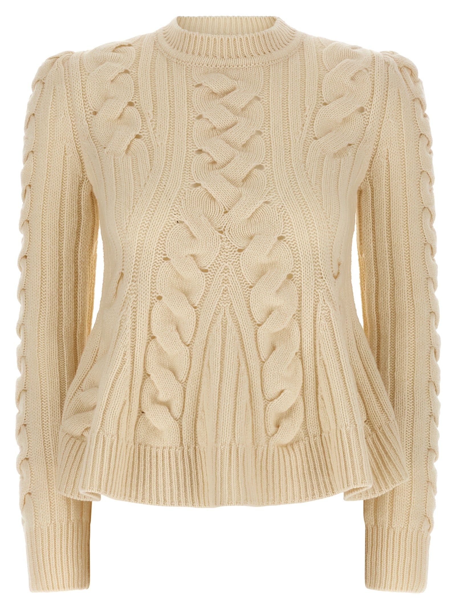 Alexander McQueen Peplum Cable Sweater